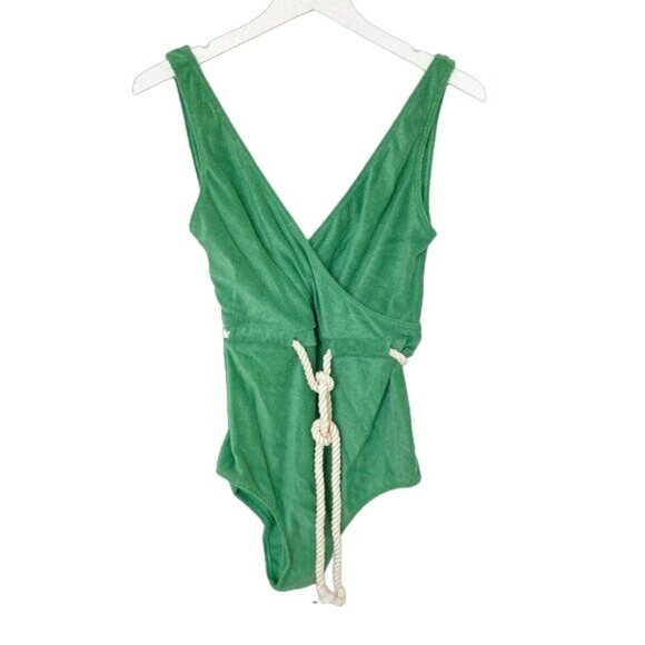 Lisa Marie Fernandez Yasmin Green Terry Cloth One Piece Swimsuit - Picture 4 of 8
